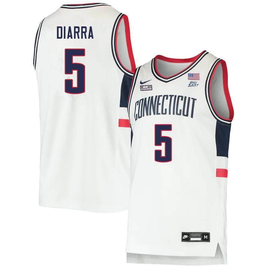 Men #5 Hassan Diarra Uconn Huskies College 2022-23 Basketball Stitched Jerseys Sale-White